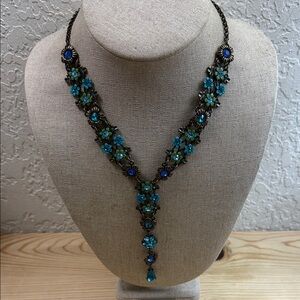 MX MICHAEL MORRISON NECKLACE - BLUE GREEN CRYSTALS 18"